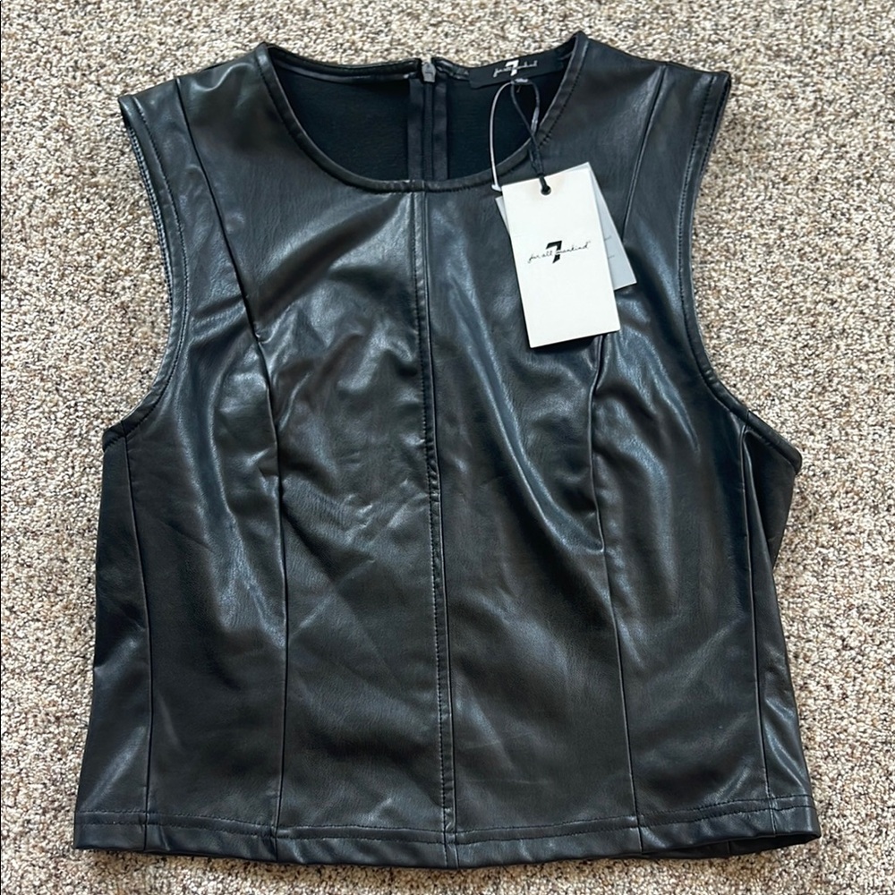 7 For All Mankind Black Faux Leather